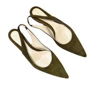 NEW Sundance Olive Green Suede Slingback Flats